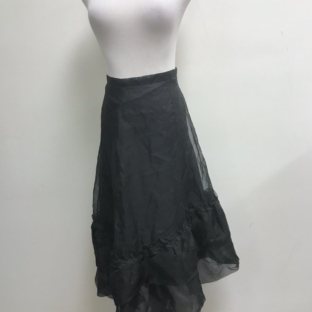 Studio M max black full silk skirt midi M lined party wedding